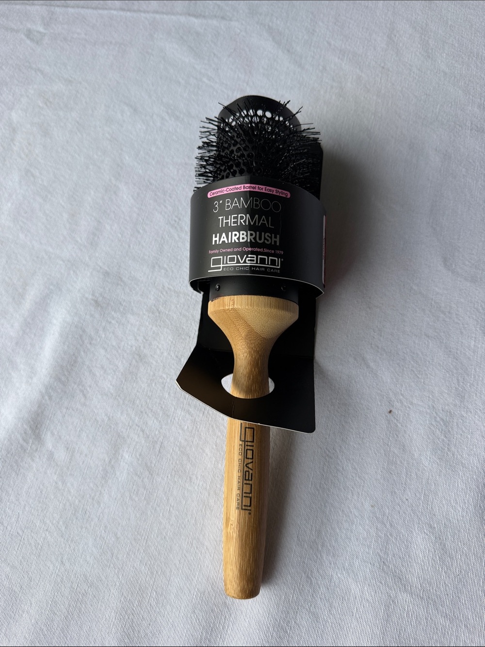 GioVANNI Bamboo Thermal Round Hairbrush with Black Bristles